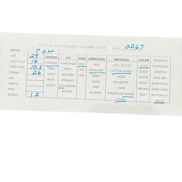 Citizens of Humanity Womens Blue High Rise Ankle Cotton Blend Slim Jeans Size 29 - Picture 11 of 11